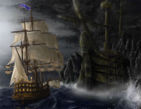 Ghost Pirate Ship Painting at PaintingValley.com | Explore collection ...