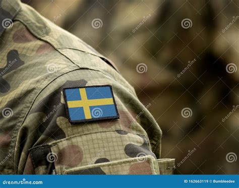 Flag Of Sweden On Military Uniform Army Troops Soldiers Stock Image