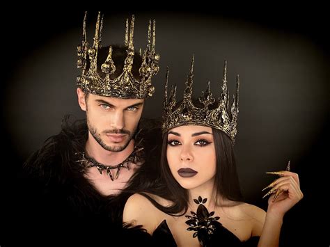 Gothic Crowns For A Couple Skull King And Queen Evil Queen Etsy