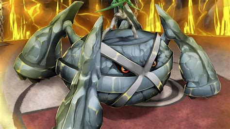 Caption Metagross Holding Up Gallade In Animated Pokemon Battle
