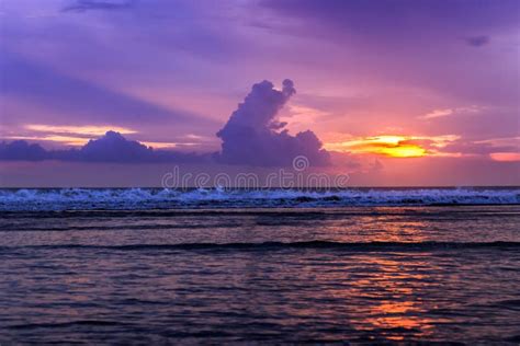 Dramatic Sunset In Kuta Beach Bali Indonesia Stock Photo Image Of