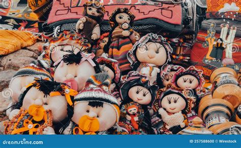 Closeup Shot of Traditional Sewn Dolls for Souvenirs in Cusco, Peru ...