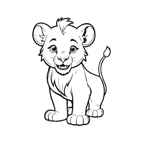 Premium Vector | Vector cute male child Lion smiling outline illustration