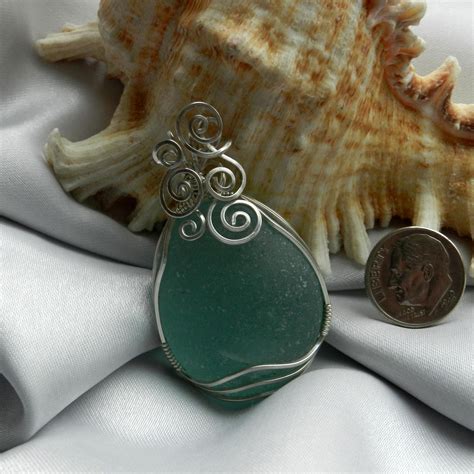 Aqua Beautifully Formed Sea Glass Pendant Sea Glass Jewelry Sea