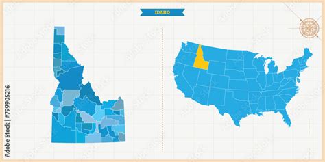 A Map highlighting Idaho in the USA Map, Idaho and USA modern map with ...