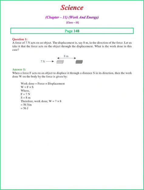 Class 9 Science Chapter 11 Work and Energy Solution