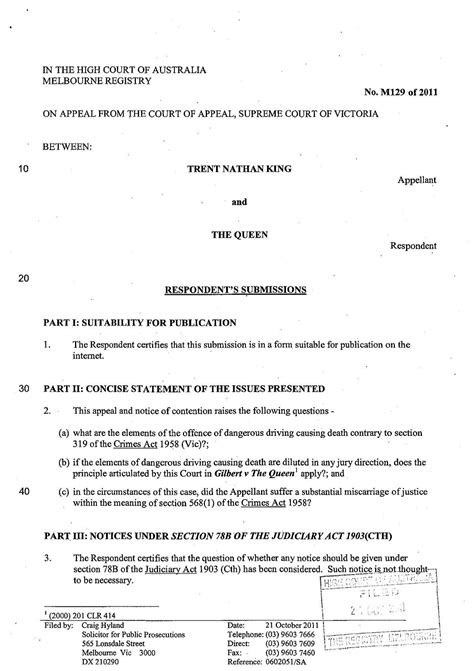 Written submissions - High Court of Australia