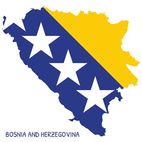 Bosnia and Herzegovina National Flag Shaped as Country Map 31740058 ...