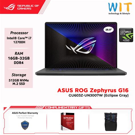 Asus Rog Zephyrus G Gu Z Un W Intel Core I H Gb