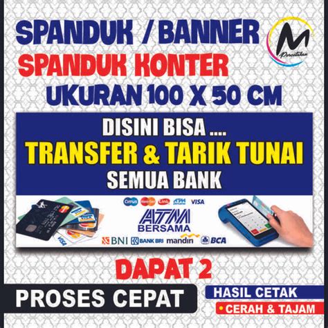 Jual Banner Konter Spanduk Transfer Tarik Ukuran 100x50 Kab