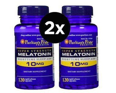 2X Melatonina 10mg Puritans Pride Força Extra 120 Cápsulas Em