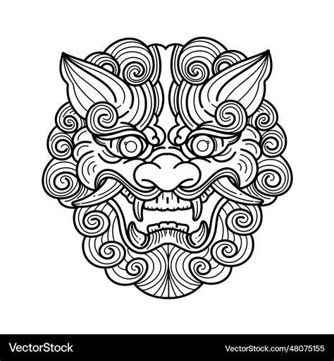 Lion head dragon tattoo designhand drawn Vector Image