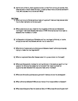 Antony And Cleopatra Study Guide By Megan Altman Tpt