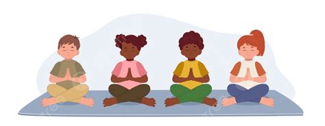 set  young kid   meditation breathing children balance png
