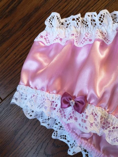 Baby Pink Bikini Panties Slippery Satin Sissy Knickers Frilly Bum