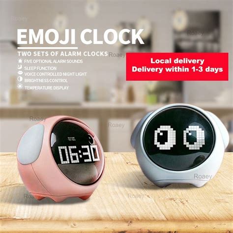 Jual Jam Alarm Anak Piksel Emoji Lucu Jam Lampu Bangun Malam Led