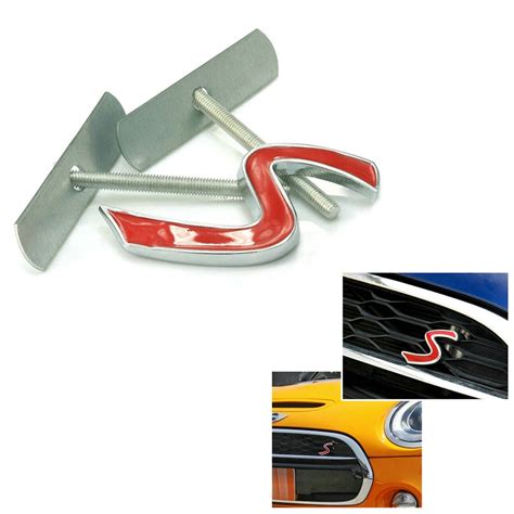 S Letter Metal Front Grille Badge Emblem For All Mini Cooper R55 R56