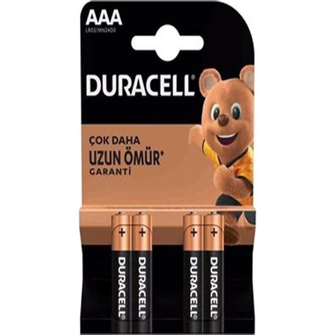 Duracell LR03 MN2400 Alkalin Aaa Ince Kalem Pil 4 lü Paket Fiyatı