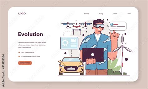 Human evolution modern era. Robotics and automation progress Stock ... 