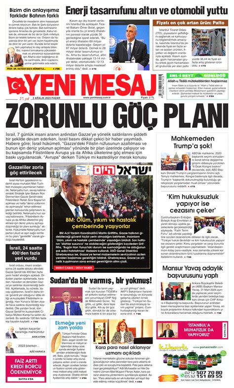 Yeni Mesaj Gazetesi Yeni Mesaj Man Et Oku Haberler Aral K