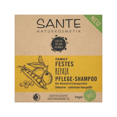 Festes Shampoo Family Repair Bio Olivenöl Erbsenprotein Sante