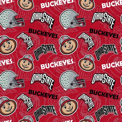 Ohio State University Cotton Fabric By Sykel Ohio State Buckeyes Tone