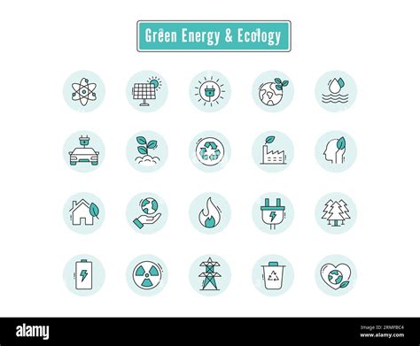 Green Energy Icons Renewable Sustainable And Eco Friendly Stock