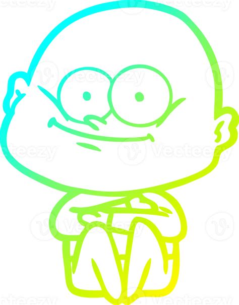 Cold Gradient Line Drawing Cartoon Bald Man Staring 38110432 Png