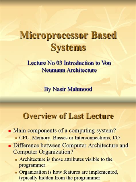 03 Microprocessor Systems Lecture No 03 MicroArchitecture | PDF ...