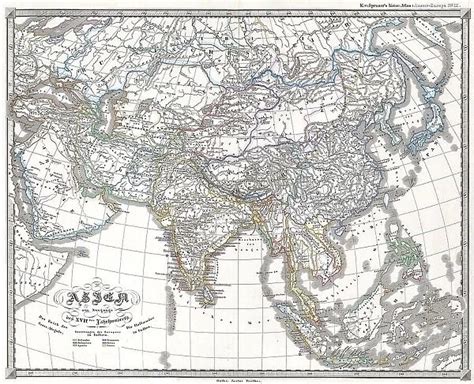 1855 Perthes Map Of Asia At The End Of The 17th Century