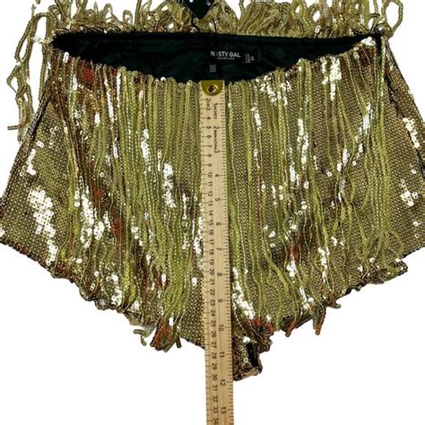 Nasty Gal Shorts Nasty Gal Gold Tassel Sequin Shorts Sz Hidden Side Zipper Flirty Sexy Hot
