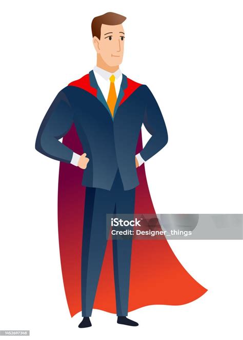 Businessman Superhero Character Office Worker Or Manager In Costume And