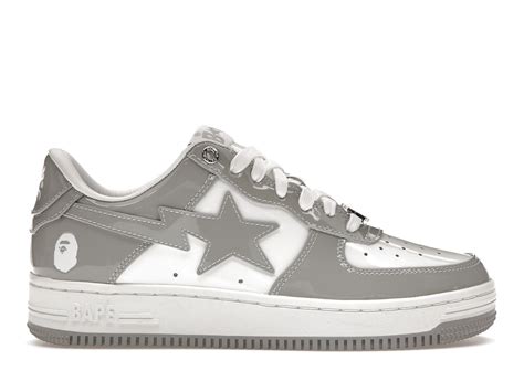 A Bathing Ape Bape Sta Patent Leather White Grey 2023 Mens 1i70