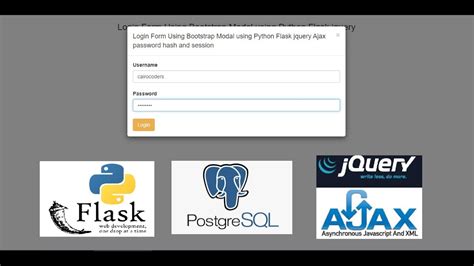 Login Form Using Bootstrap Modal Using Python Flask Jquery Ajax