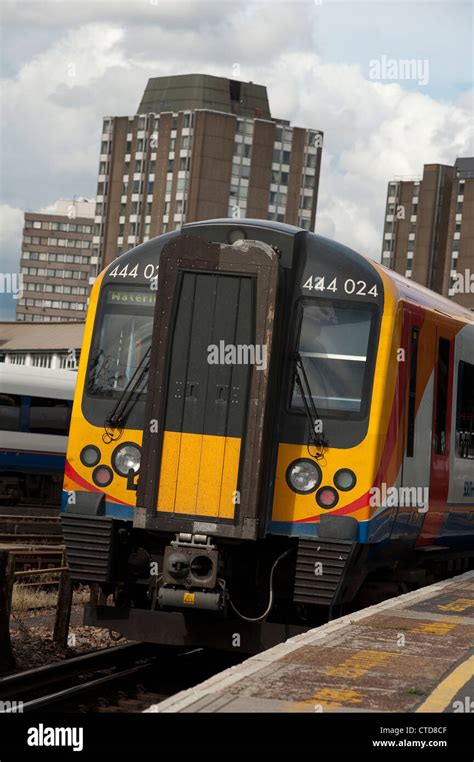 Class 444 Passenger Train In South West Trains Livery At Clapham Junction Station England Stock