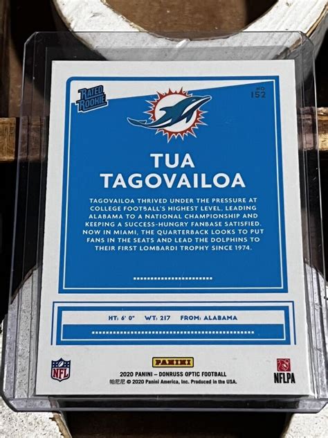 Panini Donruss Optic Tua Tagovailoa Rc Rated Rookie Miami Dolphins