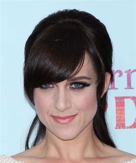 Lena Hall Long Straight Dark Mocha Brunette Half Up Half Down Hairstyle