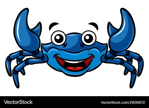 Cartoon happy blue crab Royalty Free Vector Image