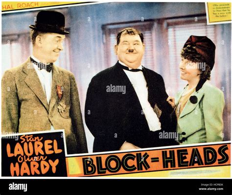 Block Heads From Left Stan Laurel Oliver Hardy 1938 Stock Photo Alamy