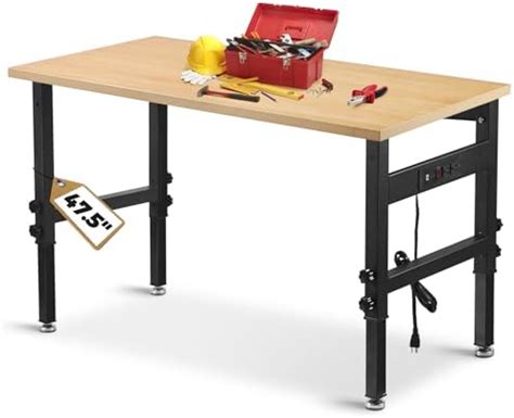 Goplus Adjustable Workbench 48 2000Lbs Bamboo Top Work Bench For