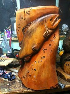 Dremel Wood Carving Bear Carving Tree Carving Wood Carvings Trout Art