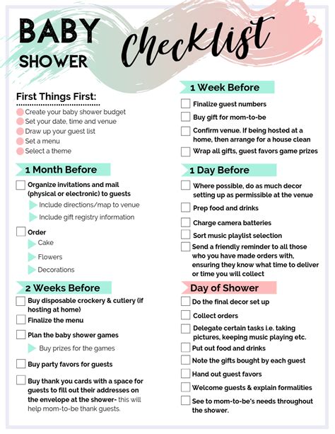 Baby Shower Checklist Planner