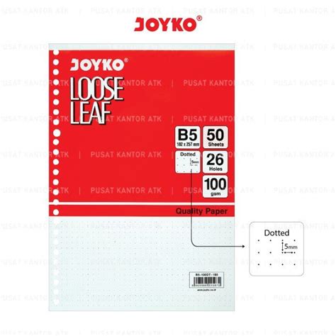 Jual Joyko B5 100DT 50 Dotted Loose Leaf B5 100Gsm 50 Sheet Kertas