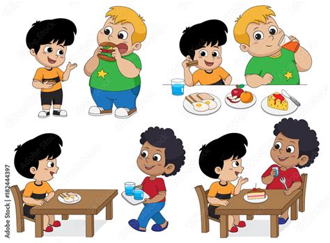 Children Sharing Food Clipart