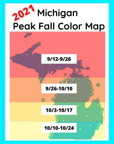 Michigan Peak Fall Color Map 2021 | Fall Color in Michigan | Fall ...