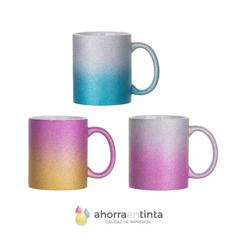 Taza Sublimacion 11oz Glitter Doble Color Gradual Varias Combinaciones