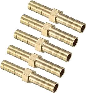 sourcing map 5pcs 6mm Laiton Raccord cannelé Tuyau Droit Connecteur