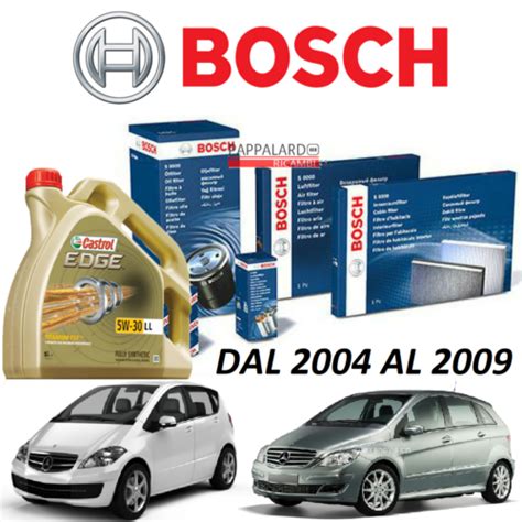 Kit Tagliando Filtri Bosch Olio Castrol W Mercedes Classe A B