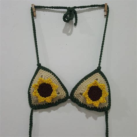 Mini Sunflower Bikini Crochet Top Women S Fashion Swimwear Bikinis Swimsuits On Carousell