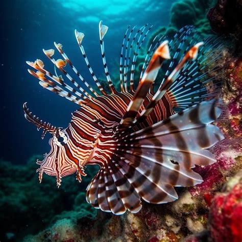 Premium AI Image A Lionfish Is Swimming On A Coral Reef